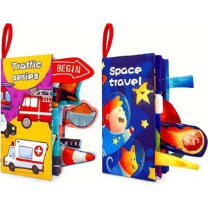 2PCS Baby Books 0-6 Months, Means of Rransport and Sea World Baby Book Toys